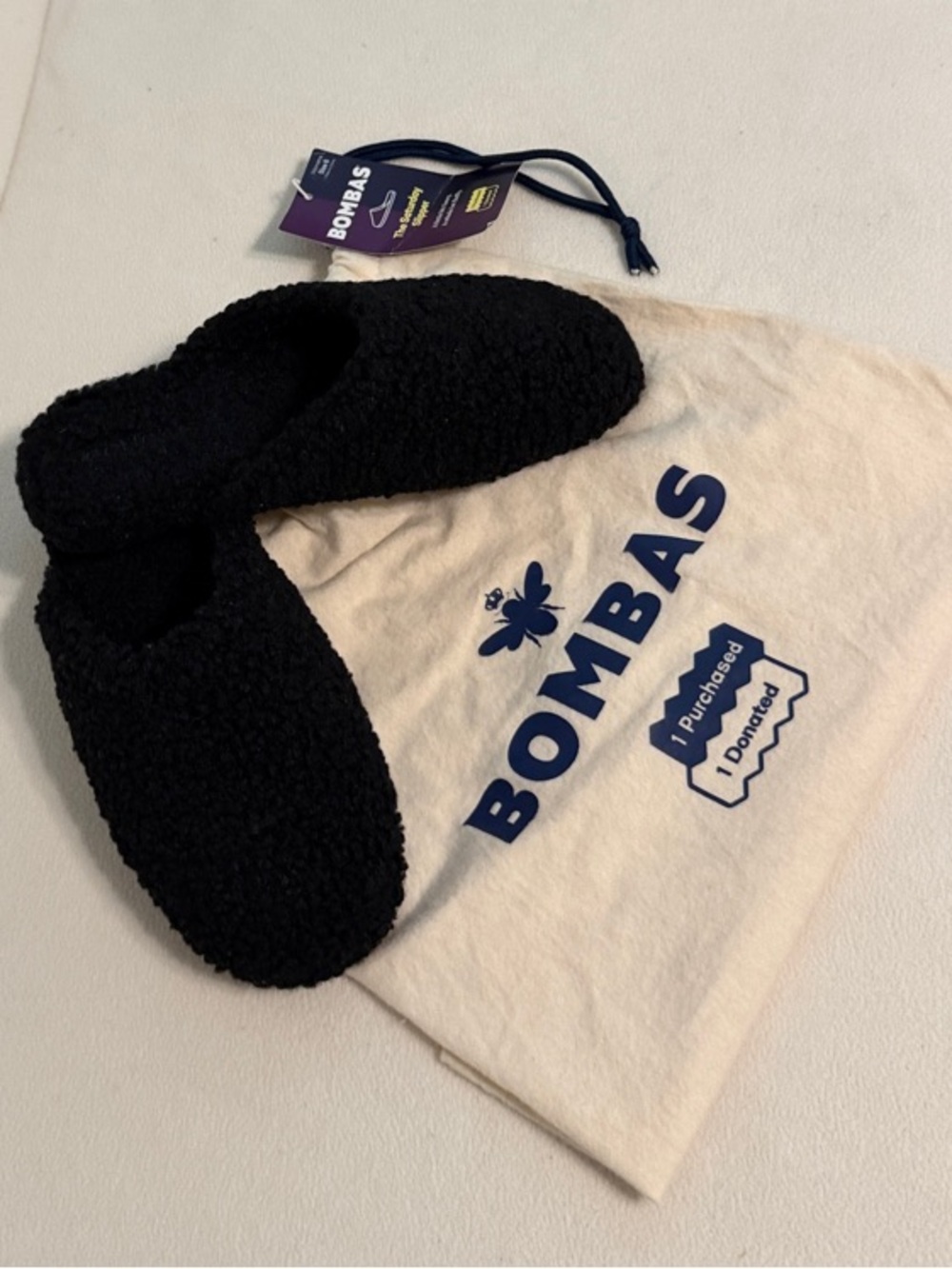 Bombas Black Plush No-Show Cozy Socks